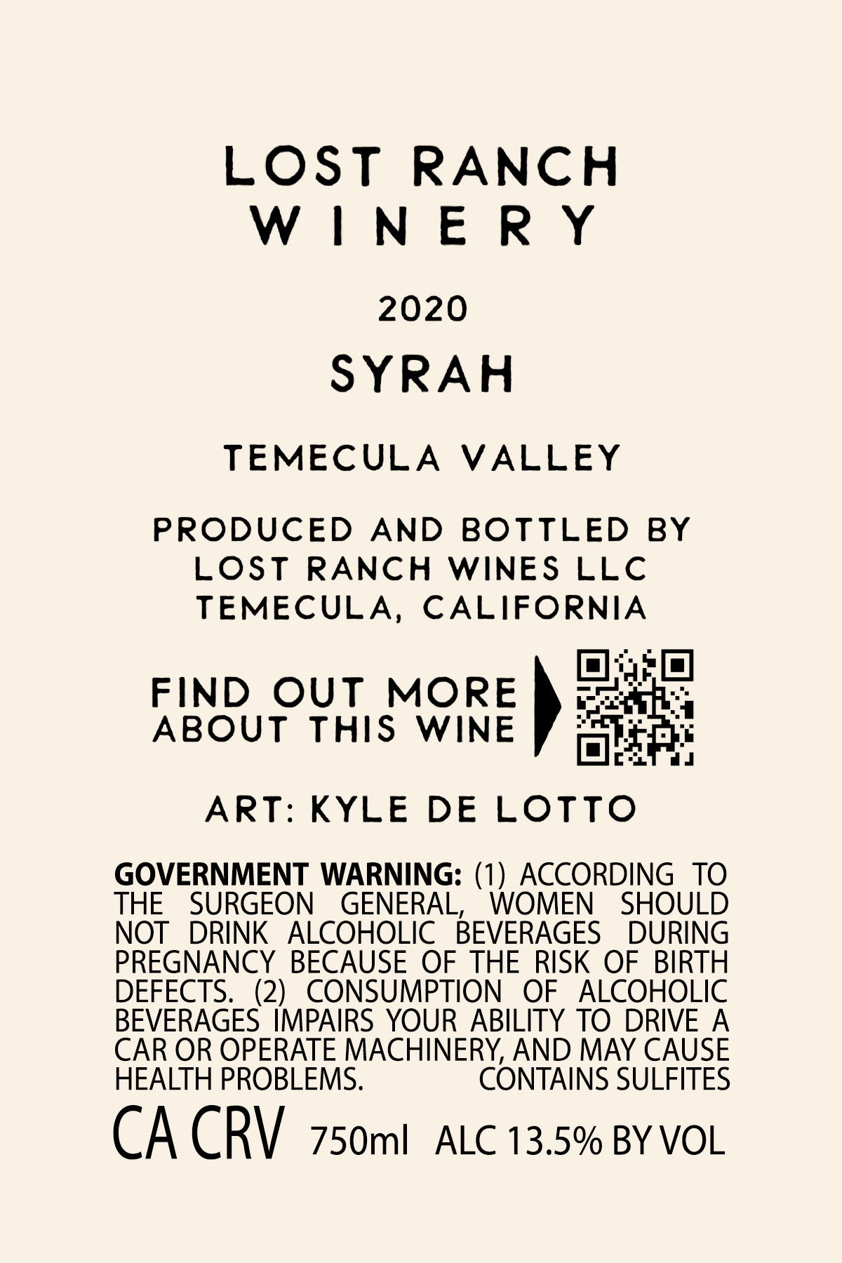 2020 SYRAH - Lost Ranch Winery