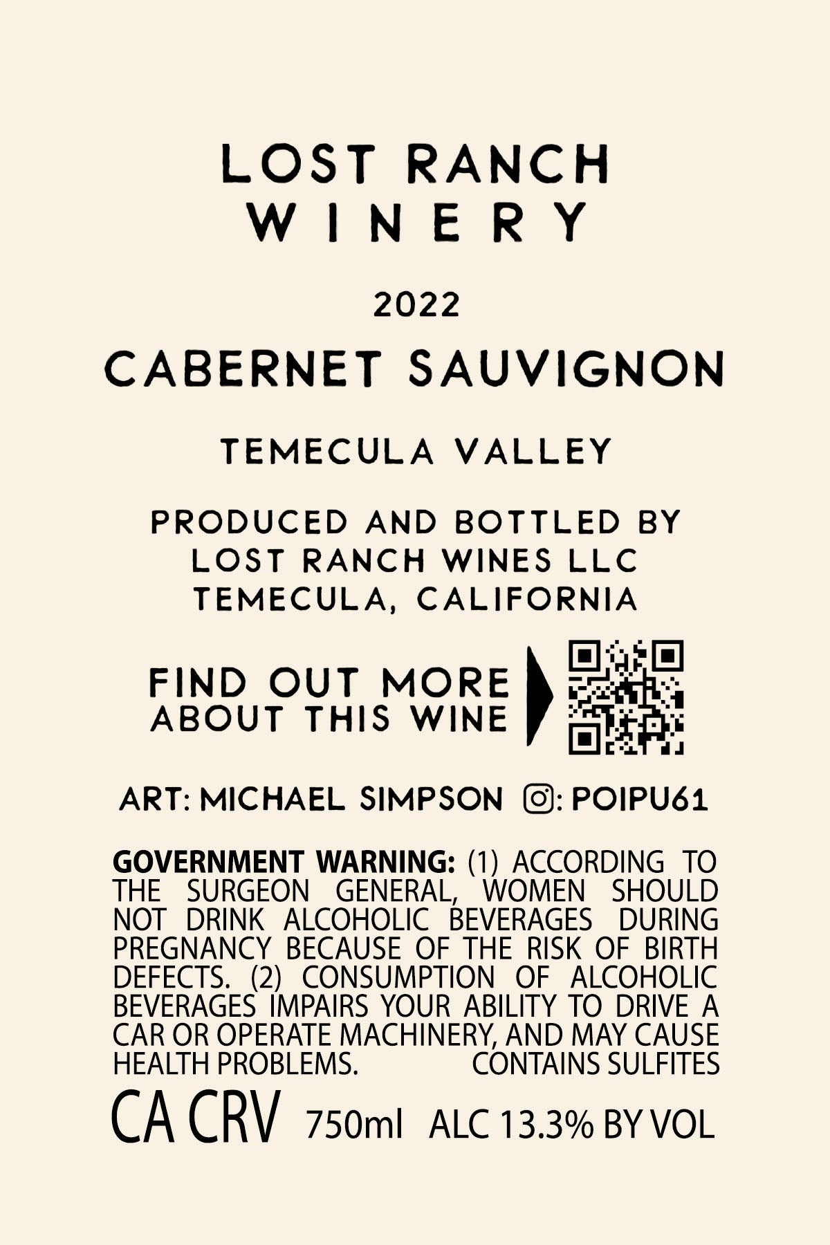 2022 CABERNET SAUVIGNON - Lost Ranch Winery