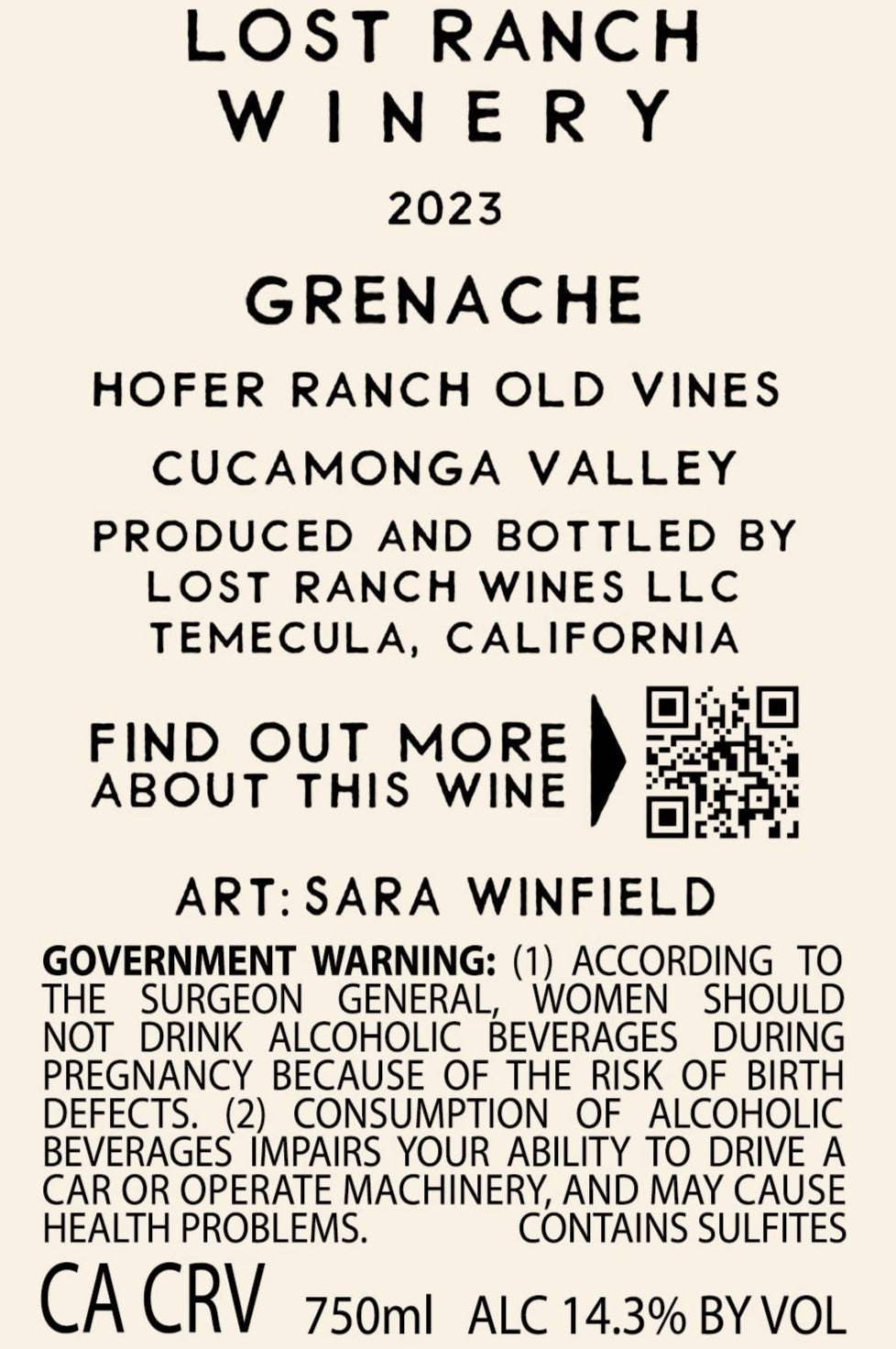2023 GRENACHE - Lost Ranch Winery