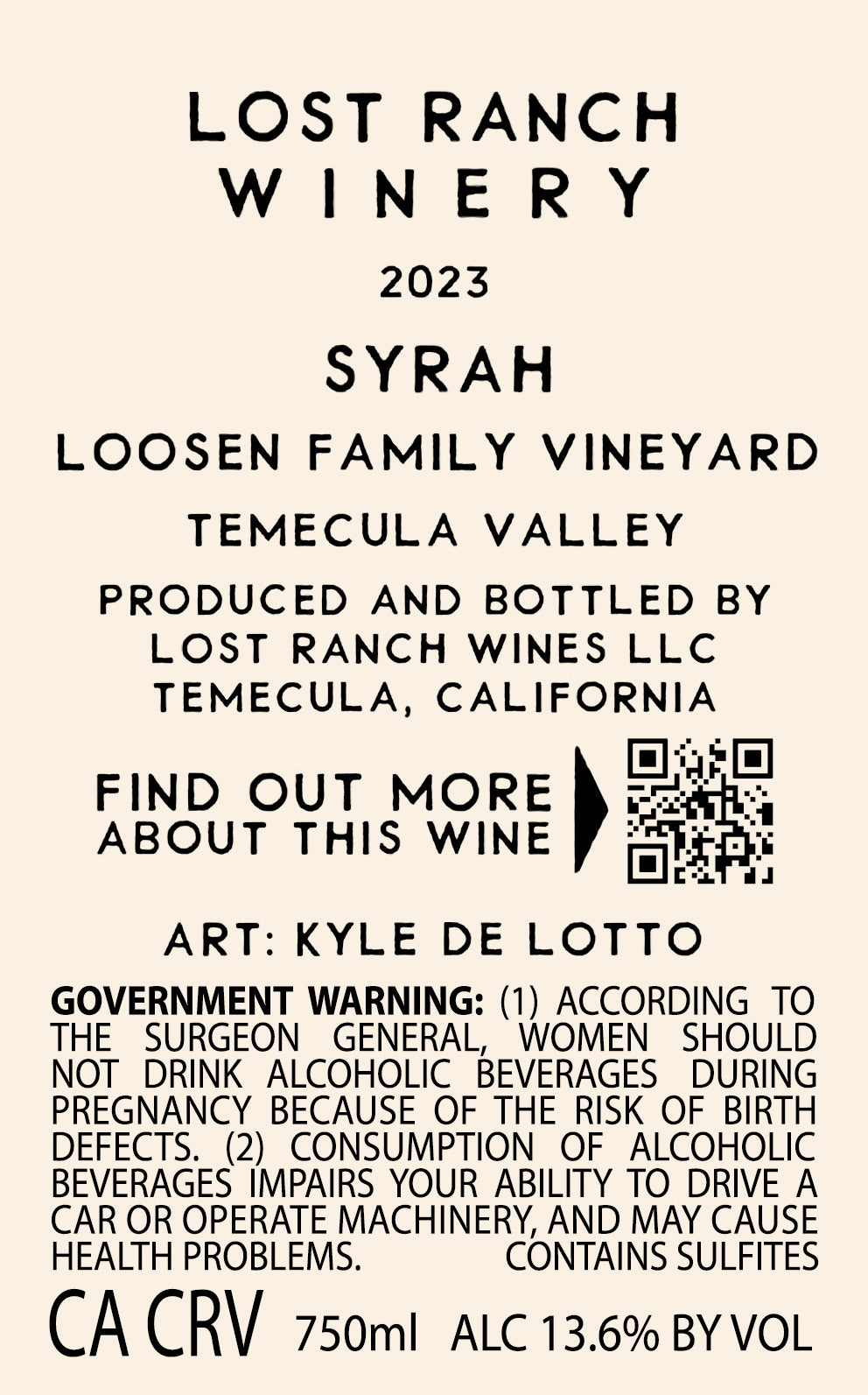 2023 SYRAH - Lost Ranch Winery