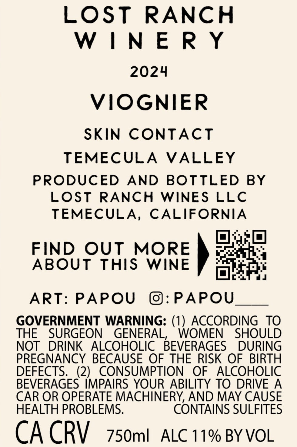2024 "SWALLOW THE SUN" VIOGNIER ON SKINS - Lost Ranch Winery
